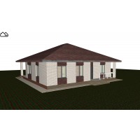 Проект одноэтажного дома ПМ1-150 с тремя спальнями